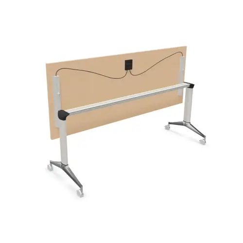 Table rectangulaire rabattable avec roulettes - 180 x 70 cm - H&ecirc;tre et alu photo du produit