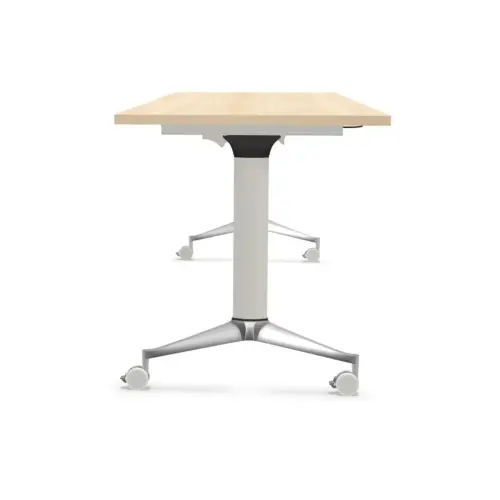 Table rabattable avec roulettes - Acacia clair et aluminium - 180x70 cm photo du produit
