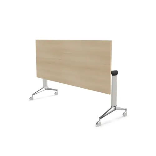 Table rabattable avec roulettes - Acacia clair et aluminium - 180x70 cm photo du produit