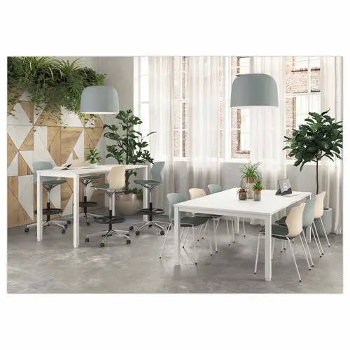 Table haute rectangulaire 180 x 80 blanc/blanc photo du produit