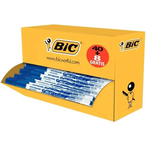 48 Marqueurs effa&ccedil;able Velleda 1721 - Pointe fine - Bleu - Bic photo du produit