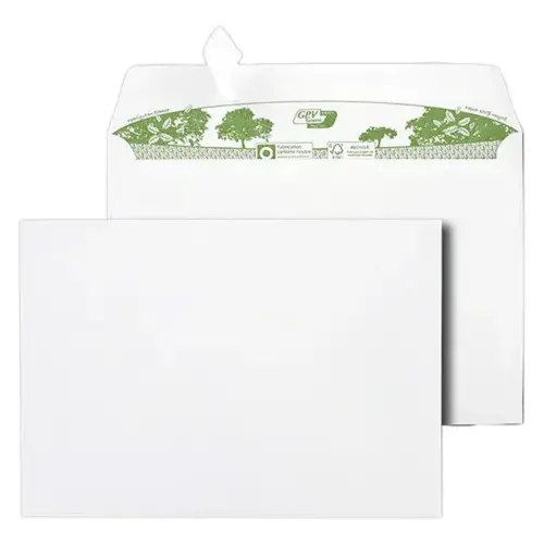 500 Enveloppes blanches bande siliconn&eacute;e 162x229 90G recycl&eacute; photo du produit