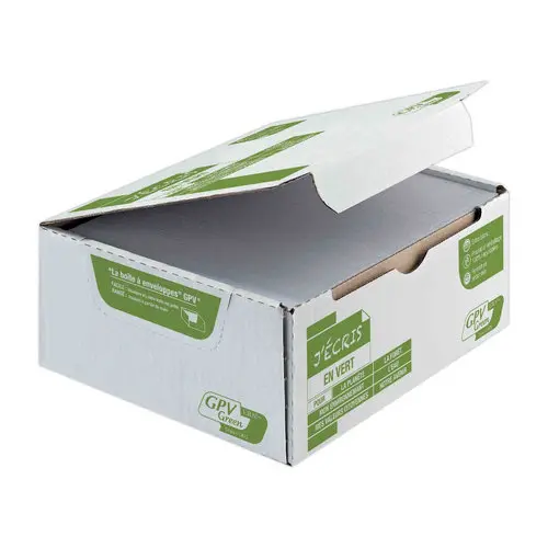 500 Enveloppes blanches bande siliconn&eacute;e 110x220 90G recycl&eacute; photo du produit