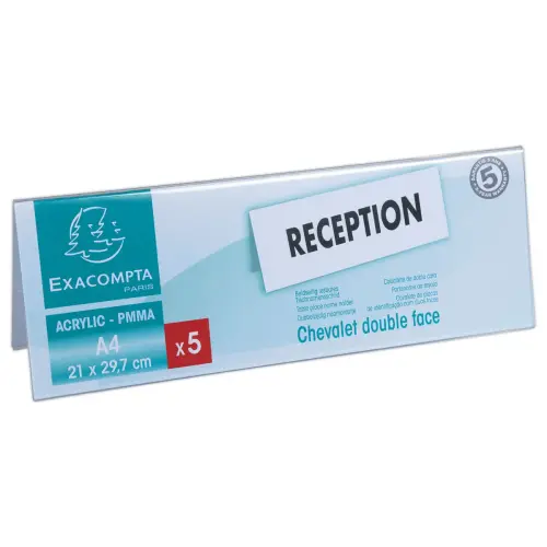 5 Chevalets porte-noms rigides &ndash; A4 &ndash; EXACOMPTA photo du produit