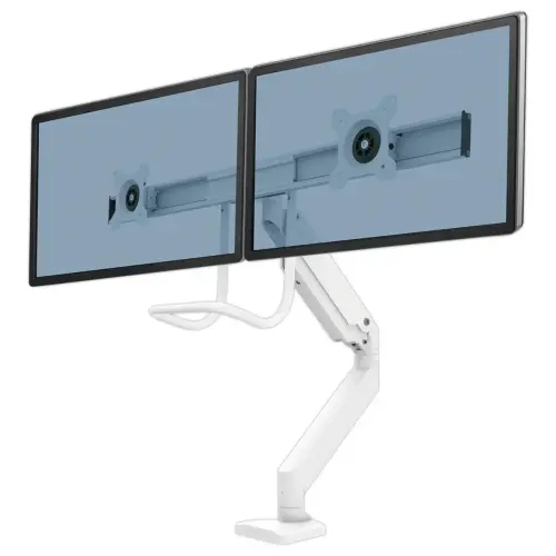Bras porte-&eacute;crans double &agrave; barre transversale Eppa - Blanc - Fellowes photo du produit