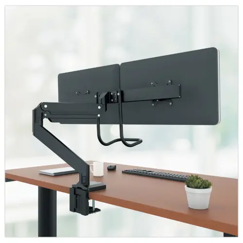 Bras porte-&eacute;crans double &agrave; barre transversale Eppa - Noir - Fellowes photo du produit