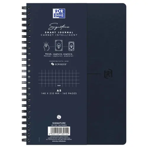 Cahier Signature broché A5 160 pages 5x5. Bleu photo du produit
