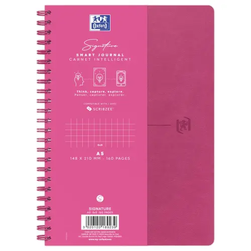 Cahier Signature broché A5 160 pages 5x5. Fuchsia photo du produit