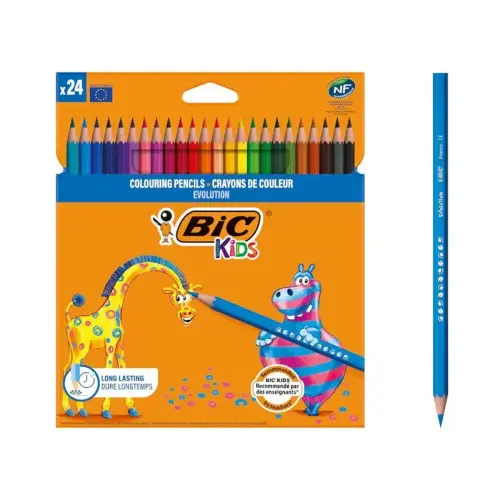 24 Crayons de couleur Evolution Kids - Coloris assortis - Bic photo du produit
