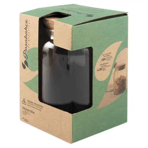 Pot en verre recyclé avec couvercle liège 0,86L photo du produit