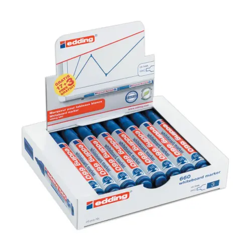 20 Marqueurs ( 17+3 offerts) - Pointe ogive pour tableaux blancs -  Edding 660 photo du produit