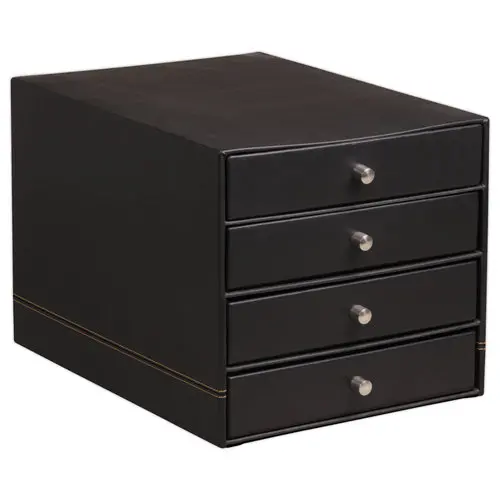 Module de classement Rhodiarama 4 tiroirs simili cuir italien - Noir photo du produit