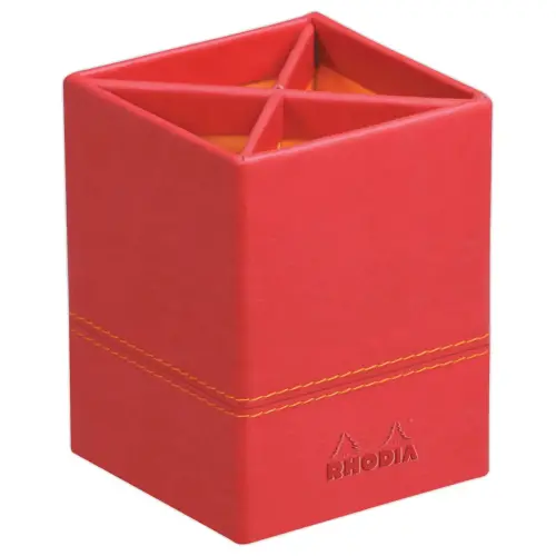 Pot à crayons simili cuir - 8 x 8 x 11cm - Rouge - Rhodia photo du produit