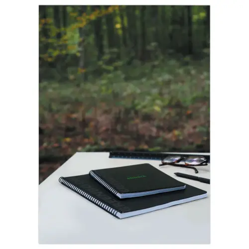 Cahier Rhodia polypropyl&egrave;ne recycl&eacute; 160 pages A4+ Lign&eacute;. Noir photo du produit