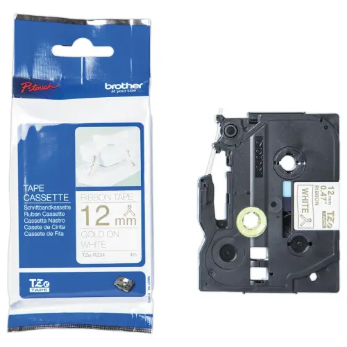 Ruban &eacute;tiqueteuse Brother tissu or surblanc 12 mm (4m) photo du produit