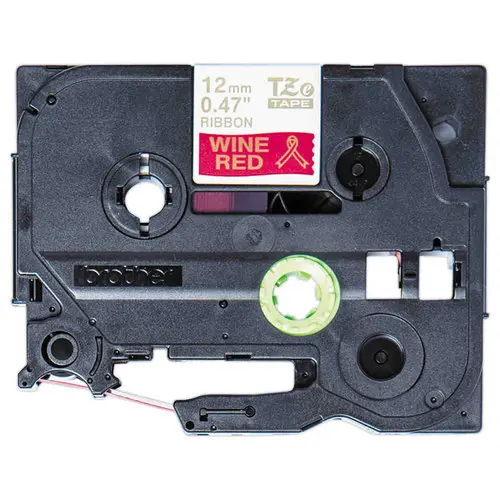 Ruban &eacute;tiqueteuse tissu or sur bordeaux 12 mm (4m) photo du produit