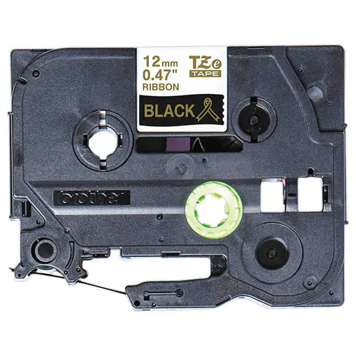 Ruban étiqueteuse tissu or sur noir 12mm (4m) photo du produit