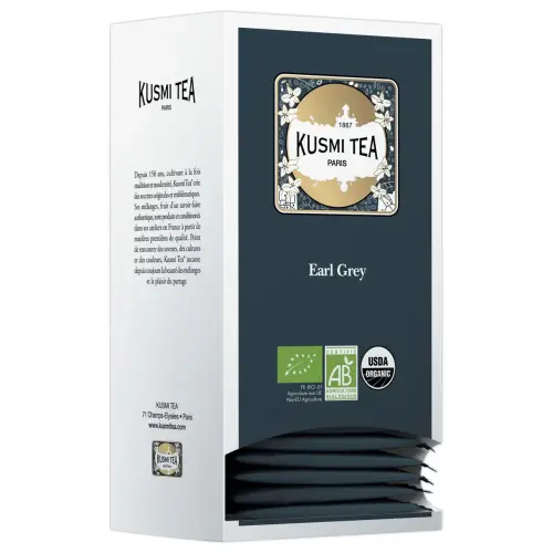 Bo&icirc;te de 25 sachets de th&eacute; Kusmi Tea Bio Earl Grey photo du produit
