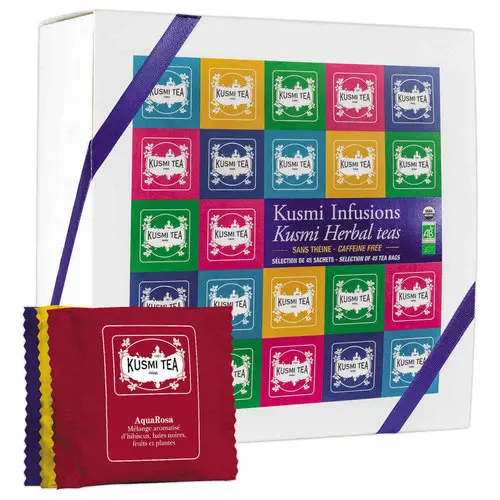 Boîte de 45 sachets d'infusions Kusmi Tea Bio assortis photo du produit