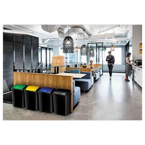 Poubelle à couvercle basculant plastique 50L vert photo du produit