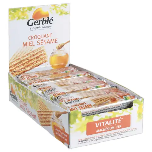 18 Sachets de 3 biscuits croquants - Miel et s&eacute;same - Gerble photo du produit
