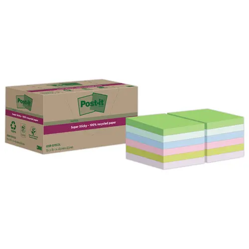 12 Blocs Post-It 4,76 X 4,76 cm, 70 feuilles- assortis photo du produit