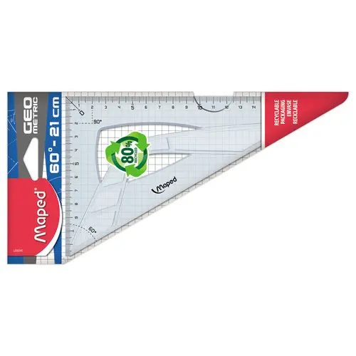 Equerre 60° grand côté 21 cm - GEOMETRIC, en plastique recyclé photo du produit