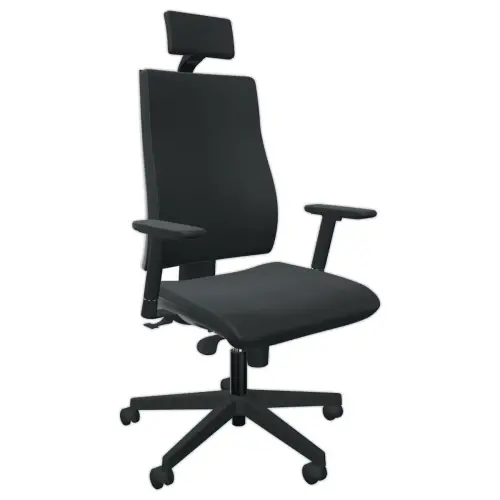 Siège Infinita synchrone noir avec têtière et accotoirs 3D monté photo du produit