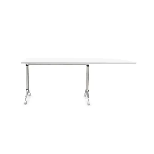 Table rabattable avec roulettes - 190 x 70 cm - Blanc et alu - Angle à gauche photo du produit