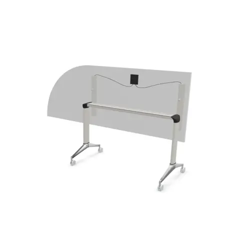 Table rabattable avec roulettes - 190 x 70 cm - Blanc et alu - Angle à gauche photo du produit