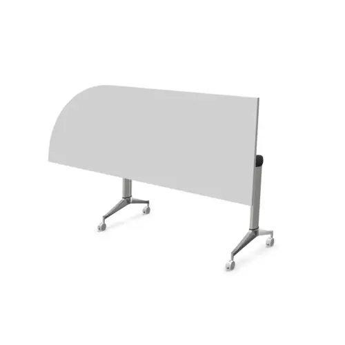 Table rabattable avec roulettes - 190 x 70 cm - Blanc et alu - Angle à droite photo du produit