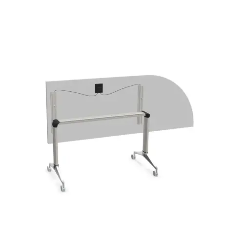 Table rabattable avec roulettes - 190 x 70 cm - Blanc et alu - Angle à droite photo du produit