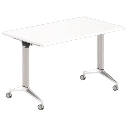 Table rabattable 120x70 blanc/alu montée photo du produit