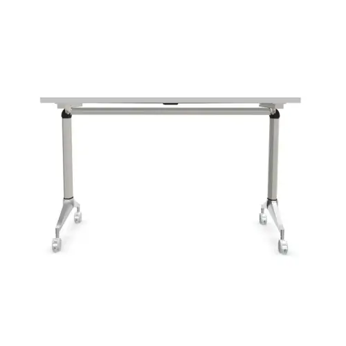 Table rabattable 120x70 blanc/alu montée photo du produit