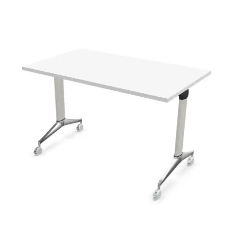 Table rabattable 120x70 blanc/alu montée photo du produit