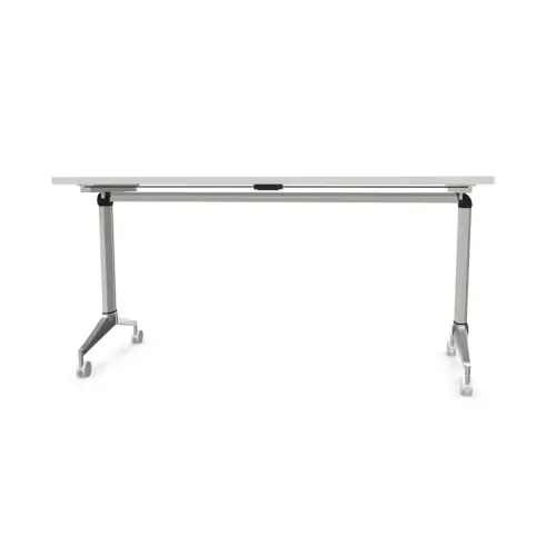 Table rabattable 150x70 blanc/alu mont&eacute;e photo du produit