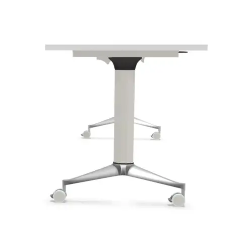 Table rabattable 150x70 blanc/alu mont&eacute;e photo du produit