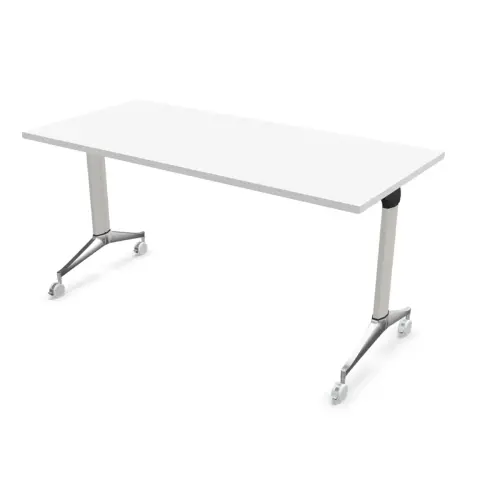 Table rabattable 150x70 blanc/alu mont&eacute;e photo du produit