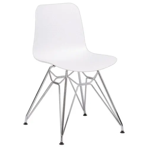 2 Chaises UXSTEEL 2, 4 pieds chrom&eacute;s assise blanche mont&eacute;es photo du produit