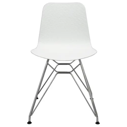 2 Chaises UXSTEEL 2, 4 pieds chrom&eacute;s assise blanche mont&eacute;es photo du produit