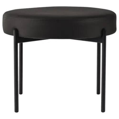 Pouf Rond GAIA D37 pieds noirs simili cuir monté photo du produit