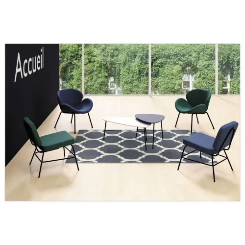 Fauteuil SMILE 4 pieds noir tissu bleu photo du produit