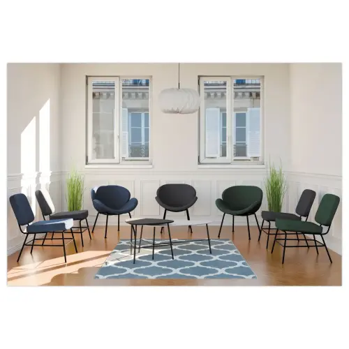 Fauteuil SMILE 4 pieds noir tissu bleu photo du produit