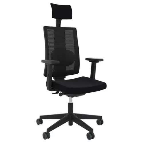 Si&egrave;ge NAVIGO synchrone ergo - Tissu noir - T&ecirc;ti&egrave;re - Accotoirs 2D - Livr&eacute; mont&eacute; photo du produit