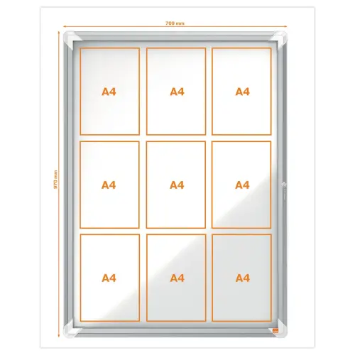 Vitrine d'ext&eacute;rieur magn&eacute;tique Premium Plus  - 9 x A4 - NOBO photo du produit