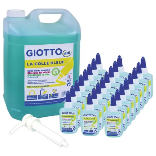 Colle bleue - 5L + 24 flacons vides de 50 ml - Giotto photo du produit
