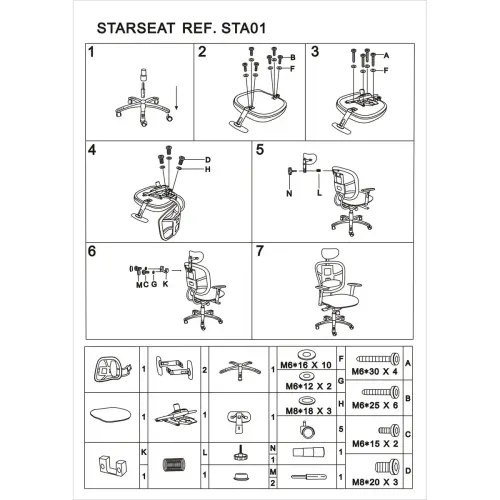 Siège STAR SEAT synchrone - Avec têtière - Noir - Monté photo du produit