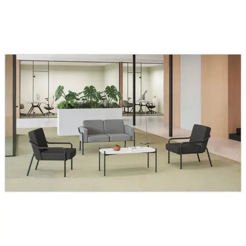 Table basse MEET 50 x 50 Blanc pieds noirs photo du produit