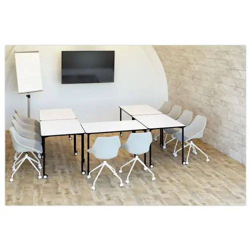Table roulante FEX OFFICE 116 x 50 cm Blanc pieds noirs photo du produit