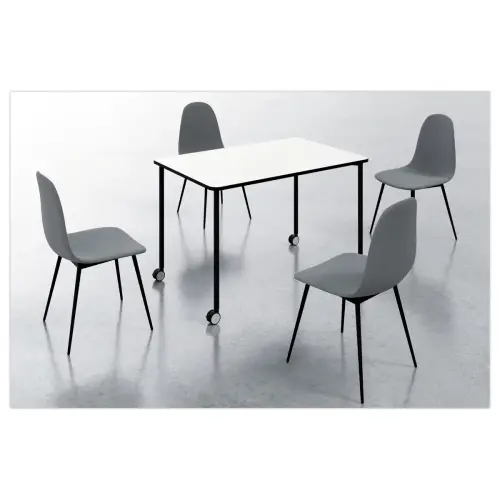 Table roulante FEX OFFICE 116 x 50 cm Blanc pieds noirs photo du produit